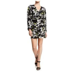 Alice + Olivia Ophelia Dress Drop Shoulder Asymmetrical Black White Size 8
